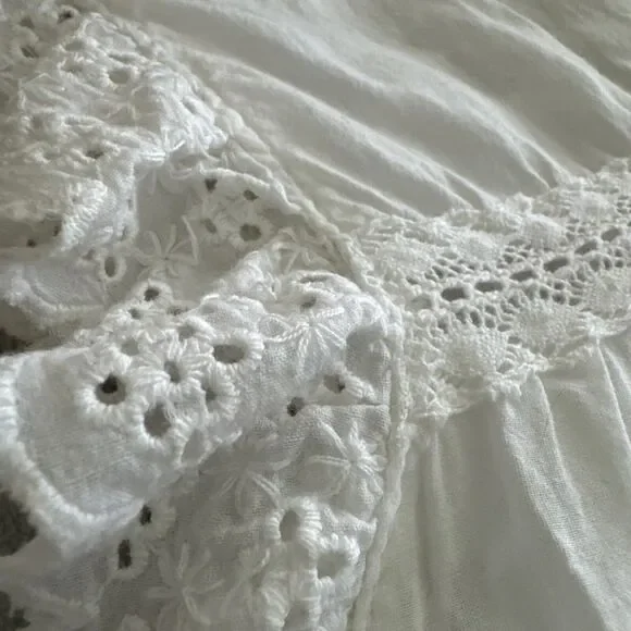 Zara White Top Blouse Ruffle Sleeve Crewneck Romantic Style Formal Size XS - Picture 9 of 10